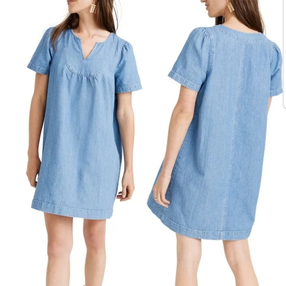 Madewell Denim Popover Swing Dress in Newsom Wash (M) - Picture 2 of 6